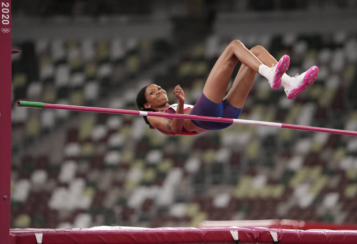 Vashti Cunningham, of United States fails to clear the bar in the women's high jump final at th ...