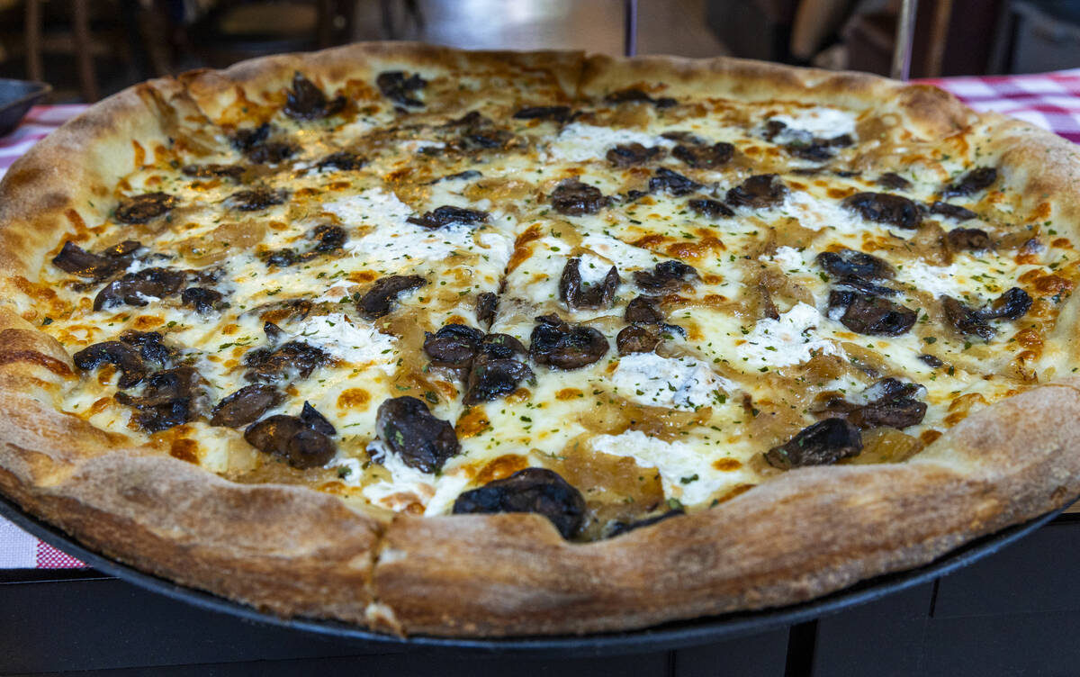 A large Brooklyn shroom pizza from Good Pie in the Arts District is seen on Friday, June 21, 20 ...