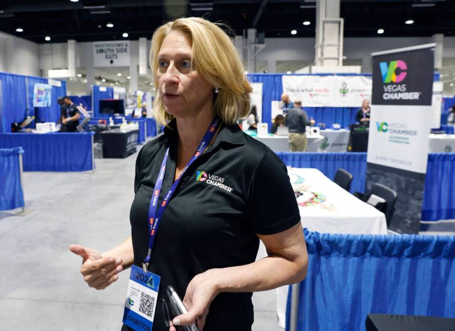 Cara Clarke, VP of Communications for the Las Vegas Chamber, speaks during an interview with th ...