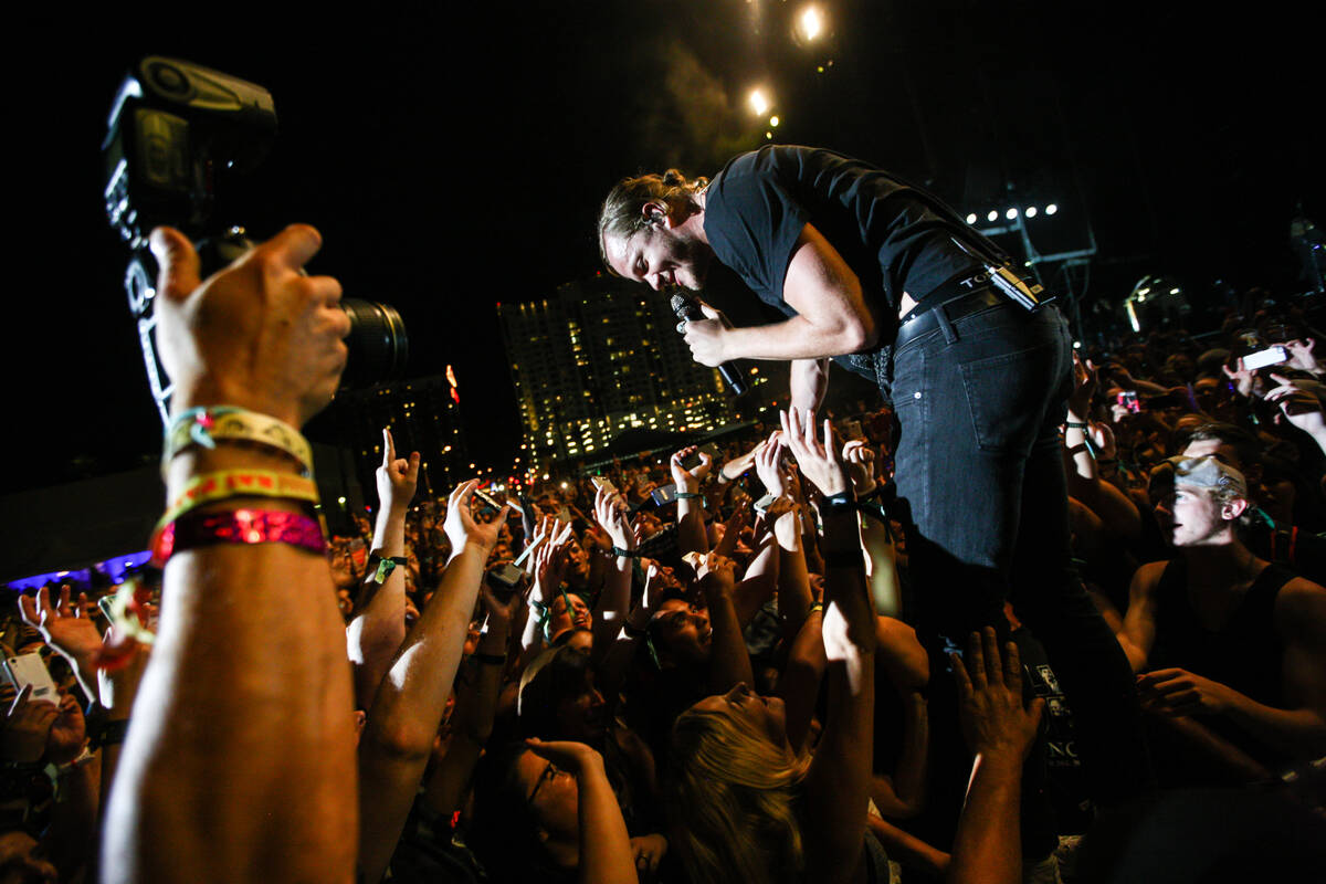 Dan Reynolds of Imagine Dragons performs during the Life is Beautiful festival in downtown Las ...