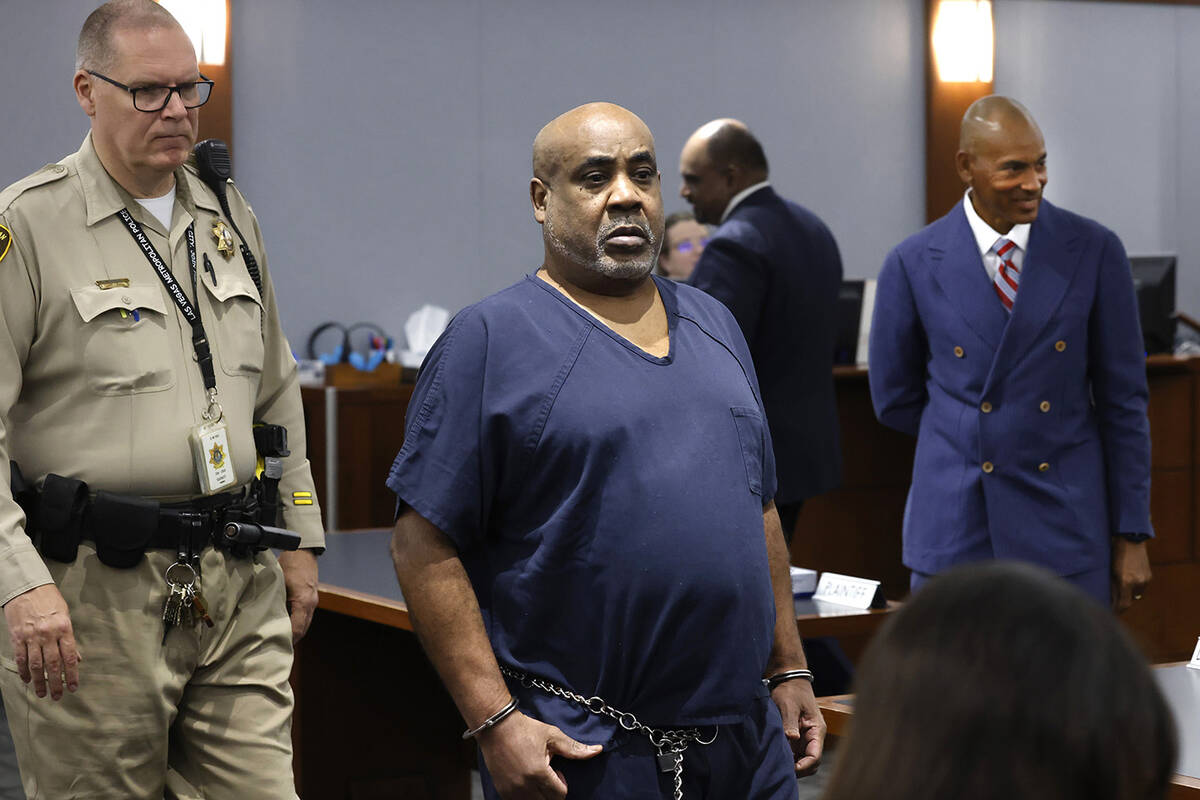 Duane Davis, who is accused of orchestrating the 1996 slaying of hip-hop icon Tupac Shakur, cen ...