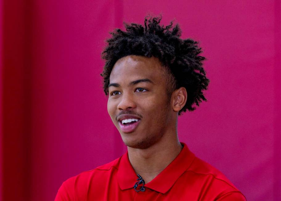 UNLV basketball player Dedan Thomas Jr. is interviewed at the Mendehall Center on Friday, June ...