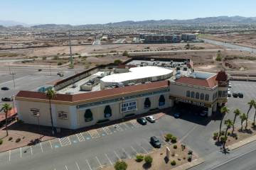 This is an aerial view of Joker's Wild casino on Boulder Highway and the Cadence housing develo ...