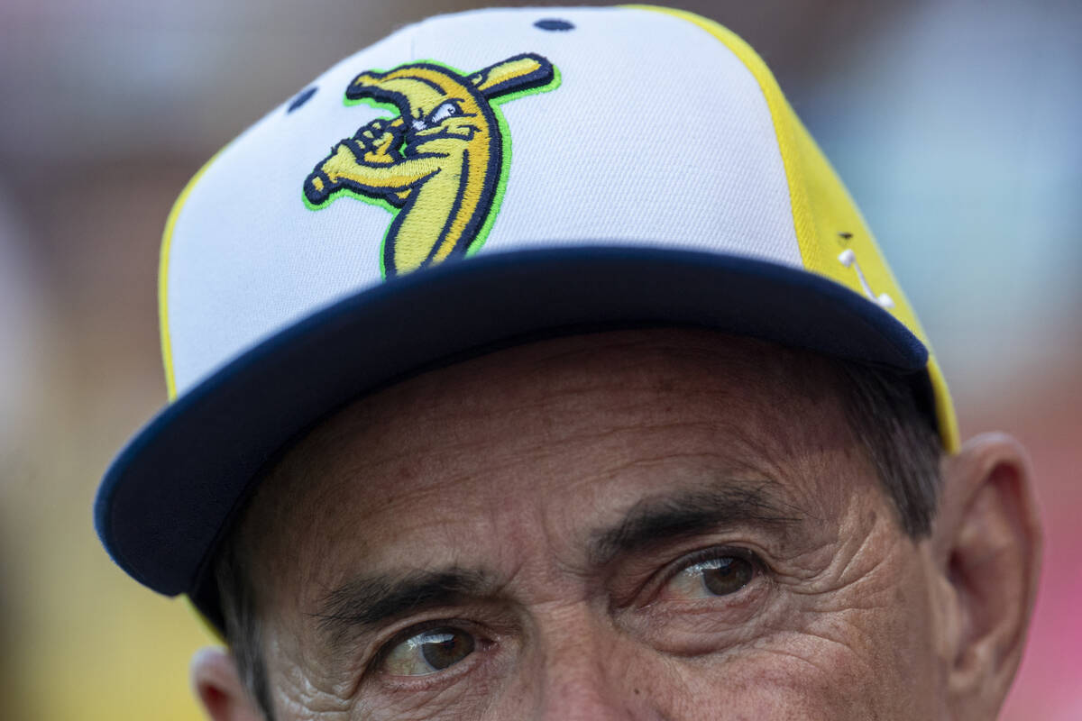 A Savannah Bananas fan watches the game between the Firefighters and the Party Animals at Las V ...
