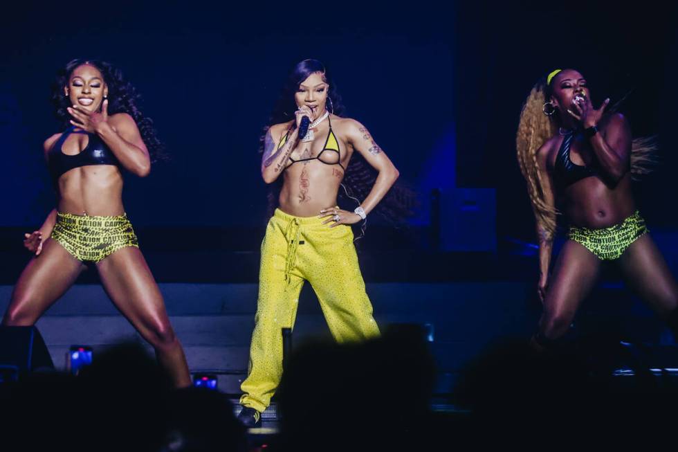 GloRilla performs during the Hot girl Summer Tour at MGM Grand Garden Arena on Saturday, June 2 ...