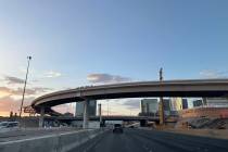 The eastbound flyover ramp under construction from Interstate 15 southbound to Tropicana Avenue ...