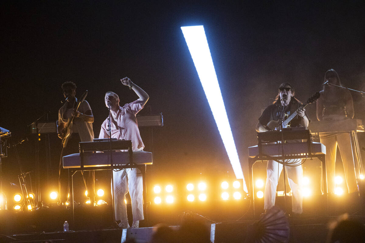 Josh Lloyd-Watson, left, and Tom McFarland of Jungle perform during the first day of the Life i ...