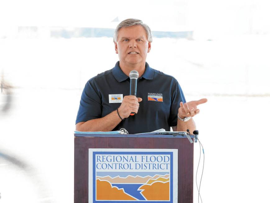 Regional Flood Control District General Manager Steven Parrish speaks during a news conference ...
