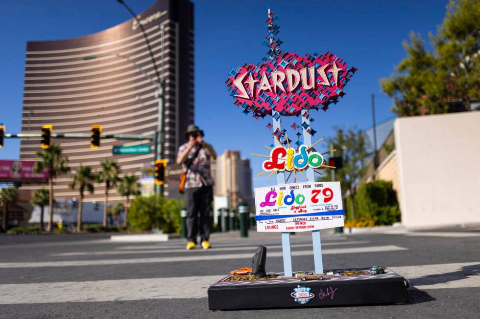 A miniature replica of the Stardust marquee, created by Chris Raley, of Route 9 Signs, based ou ...
