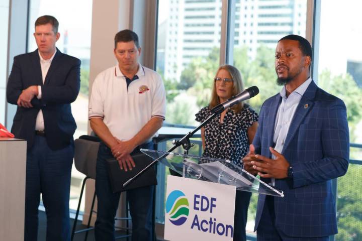 County Commissioner William McCurdy II speaks as Environmental Defense Fund (EDF) Action Presid ...