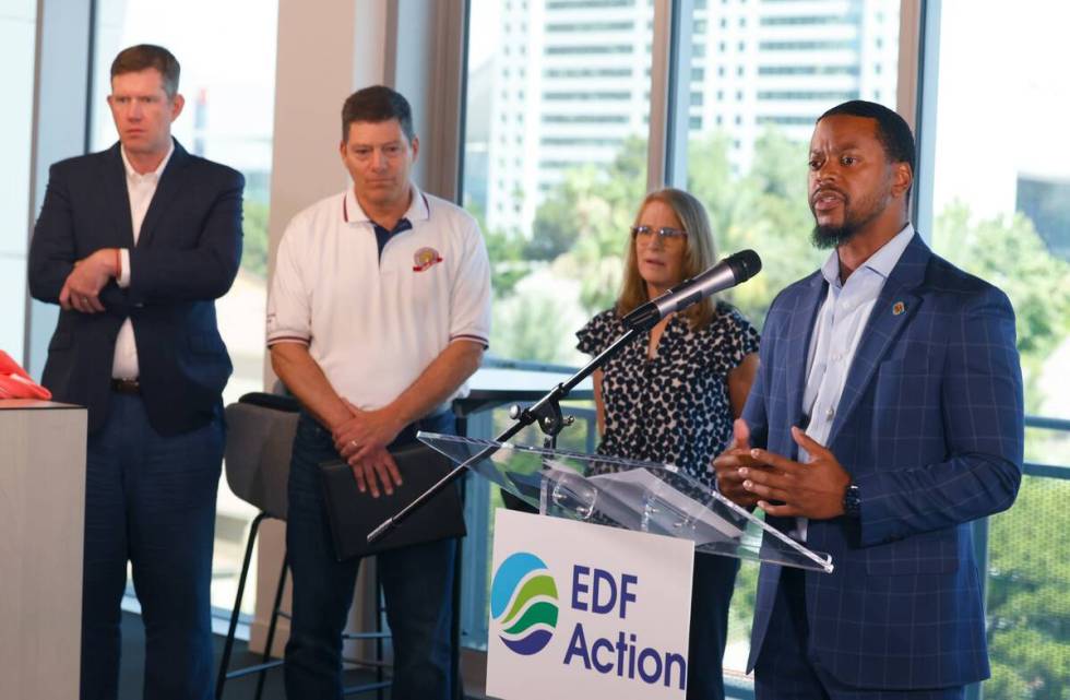 County Commissioner William McCurdy II speaks as Environmental Defense Fund (EDF) Action Presid ...