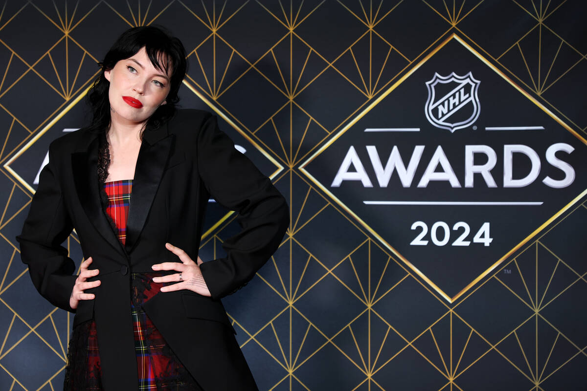 Singer Bishop Briggs poses on the red carpet before the NHL Awards at Fontainebleau on Thursday ...