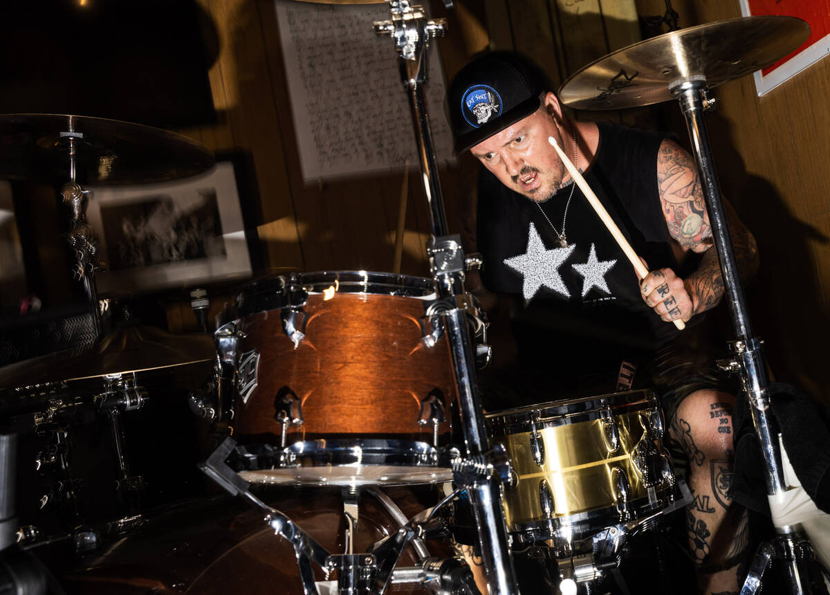 Branden Steineckert, of Rancid, performs with Damnage at the Punk Rock Museum on Friday, June 2 ...