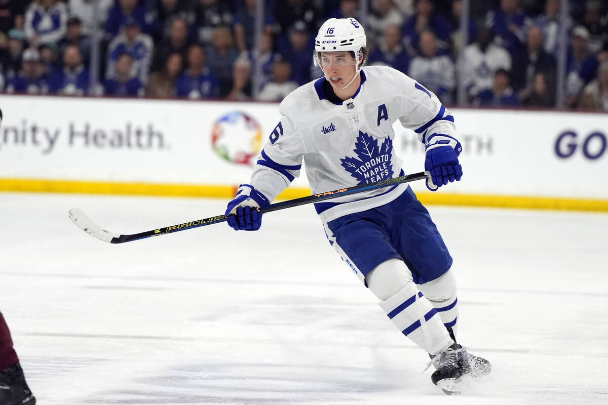 Toronto Maple Leafs right wing Mitchell Marner (16) in the first period during an NHL hockey ga ...