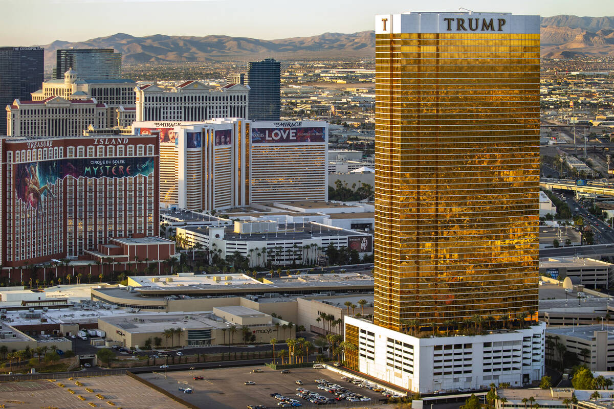 Trump International and other properties are seen in an aerial photo on Oct. 16, 2019, in Las V ...