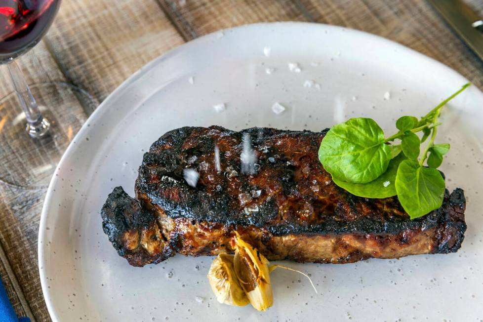 The Upper 2/3 USDA Choice Steak is dusted with salt crystals at La Madre Canyon Grill on Tuesda ...