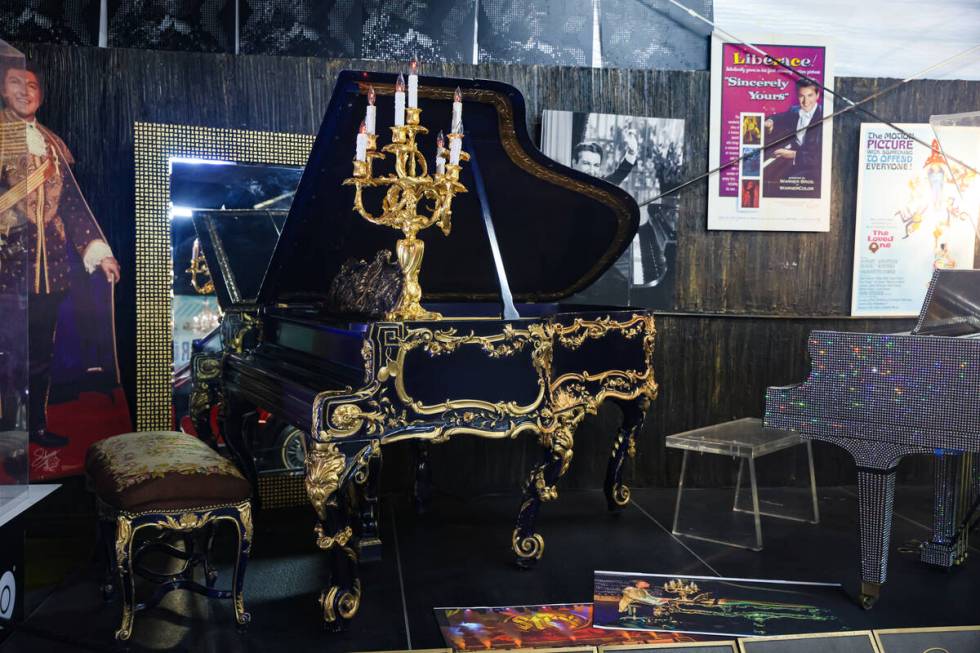 The Royal Blue & Gold Steinway Grand Piano that Liberace used at his shows at the Las Vegas Hil ...