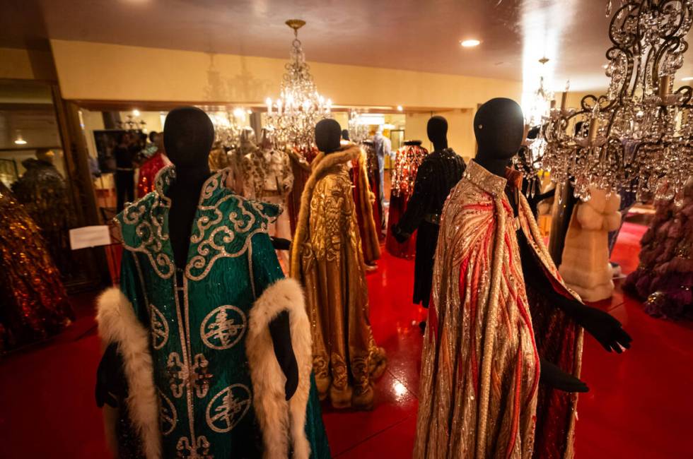 Extravagant costumes are seen during a tour of the Liberace Museum Collection at Thriller Villa ...