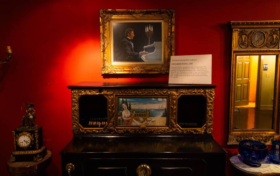 Items on display, including a barrel piano circa 1900, are see during a tour of the Liberace Mu ...