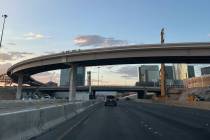 The eastbound flyover ramp under construction from Interstate 15 southbound to Tropicana Avenue ...