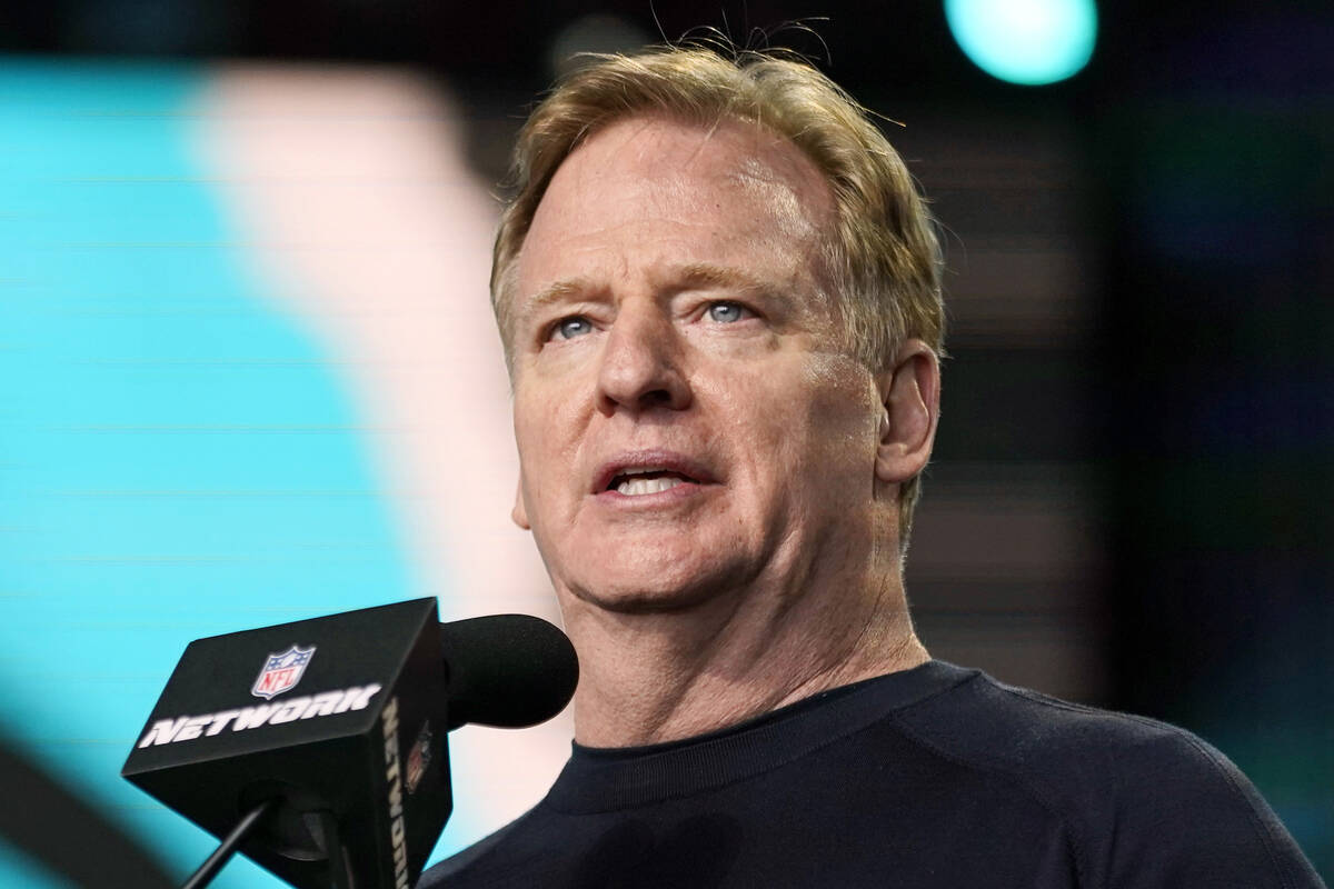 NFL Commissioner Roger Goodell announces the start of the fourth round of the NFL football draf ...