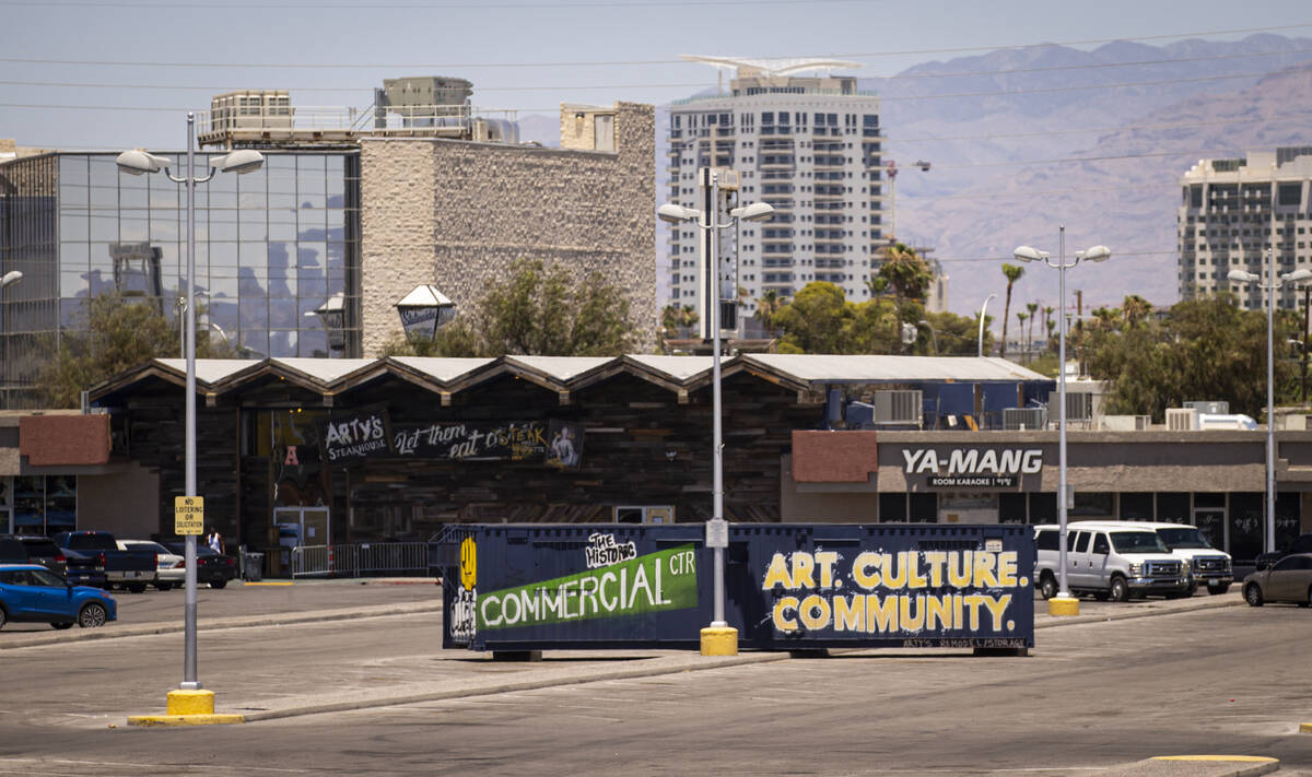 The parking lot of Commercial Center, one of the earliest major retail centers in Las Vegas, is ...
