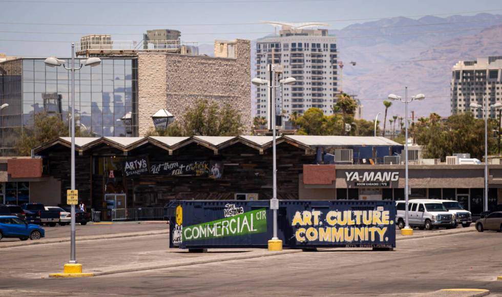 The parking lot of Commercial Center, one of the earliest major retail centers in Las Vegas, is ...