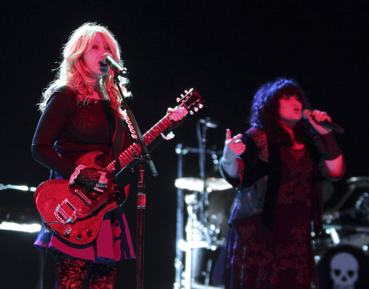 FILE - Nancy and Ann Wilson of the classic rock band Heart perform in concert at the American M ...