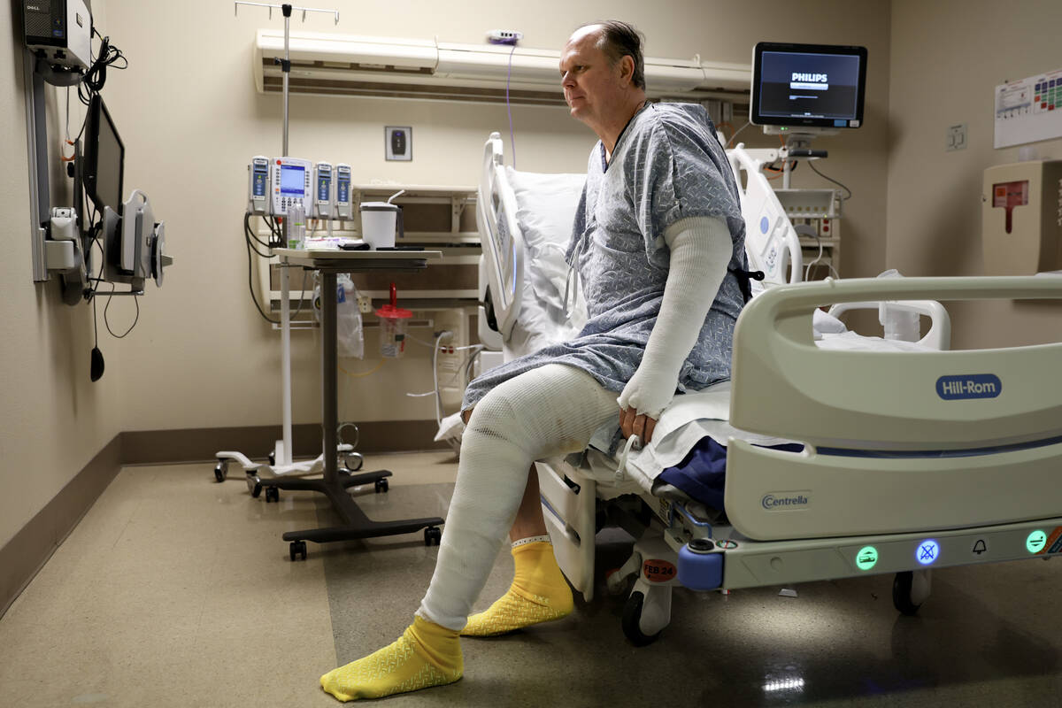 Stephen Cantwell sits on his bed at the UMC Lions Burn Care Center as he recovers from severe b ...