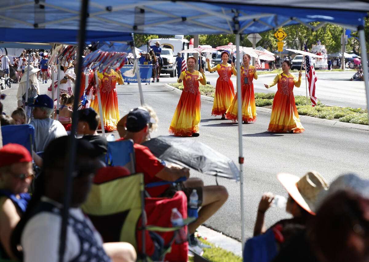 People watch the annual Summerlin Council Patriotic Parade, on Thursday, July 4, 2024, in Las V ...