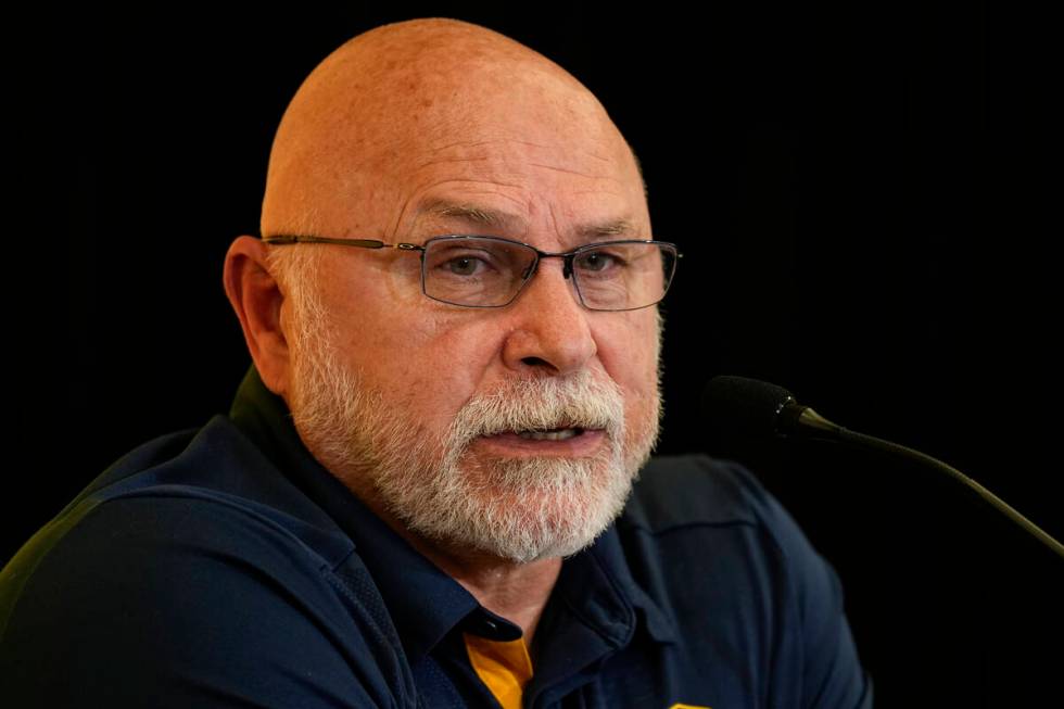 Nashville Predators general manager Barry Trotz speaks during a news conference at the NHL team ...