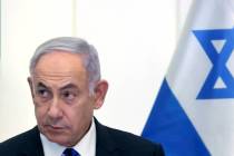 Israeli Prime Minister Benjamin Netanyahu chairs a Cabinet meeting at the Bible Lands Museum in ...