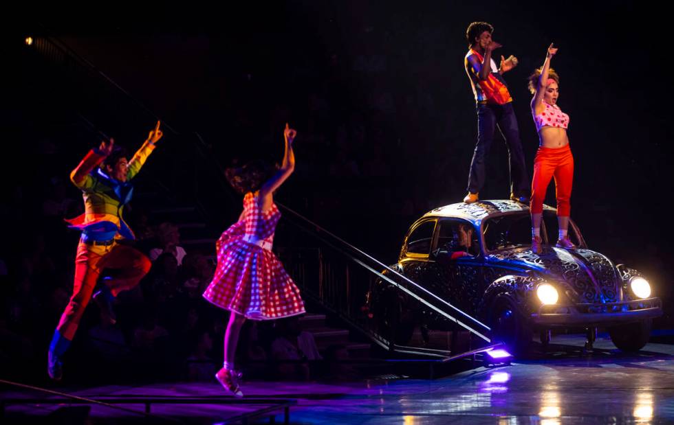 The cast of Cirque du Soleil’s The Beatles “LOVE” performs their second to ...