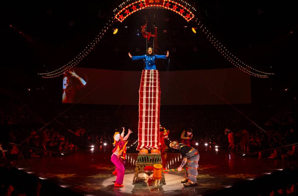 The cast of Cirque du Soleil’s The Beatles “LOVE” performs their second to ...