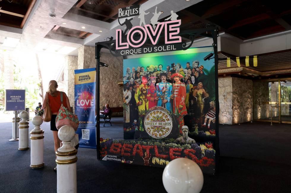 An advertisement for “The Beatles Love” by Cirque du Soleil is shown in the valet ...