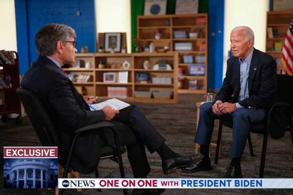 President Joe Biden is interviewed by ABC political commentator George Stephanopoulos Friday, J ...