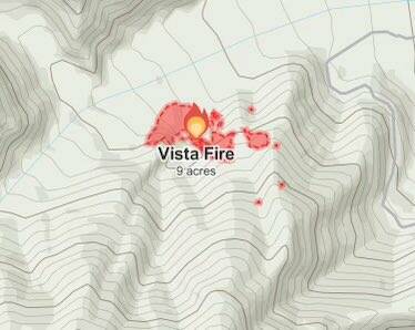 Map of Vista Fire on Sunday July 7, 2024. (San Bernardino County Fire)