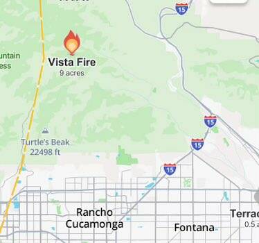 Map of Vista Fire on Sunday July 7, 2024. (San Bernardino County Fire)