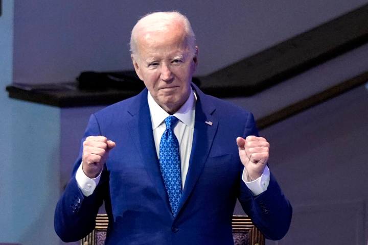 President Joe Biden attends a church service at Mt. Airy Church of God in Christ, Sunday, July ...