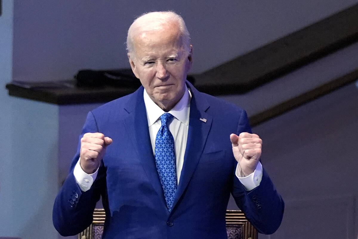 President Joe Biden attends a church service at Mt. Airy Church of God in Christ, Sunday, July ...