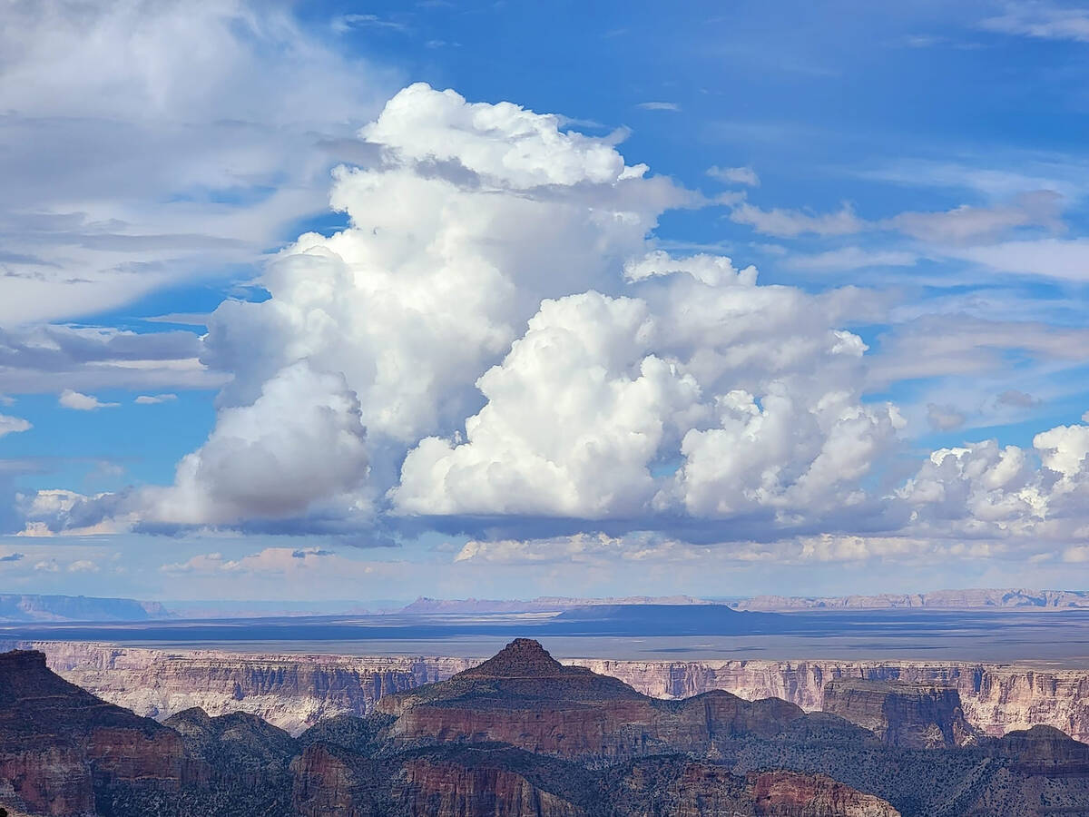 Gargantuan clouds stationed above the Grand Canyon. (Natalie Burt)