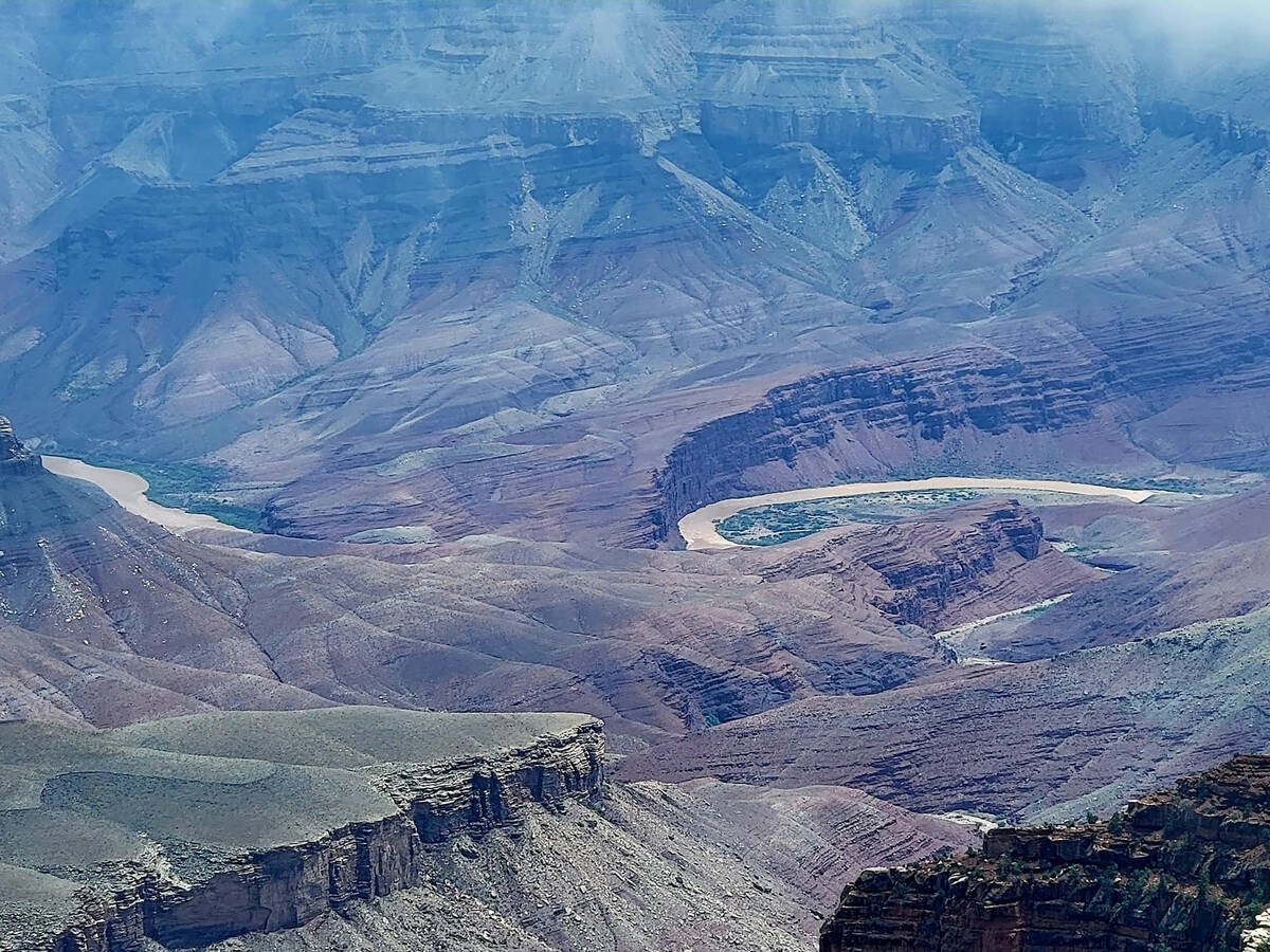 The Colorado River as viewed from Cape Royal Trail at Grand Canyon National Park’s North ...