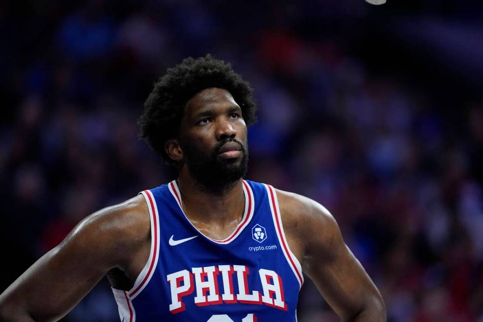 Philadelphia 76ers' Joel Embiid plays during Game 3 in an NBA basketball first-round playoff se ...