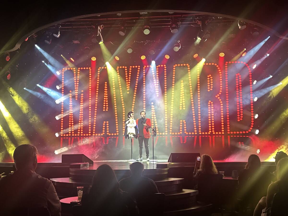 Terry Fator is shown with puppet Maynard Tompkins at The Strat Showroom on Friday, July 6, 2024 ...