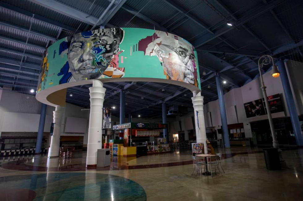 Murals stand above an empty food court in the Primm Mall Tuesday, July 2, 2024, in Primm. (Dani ...