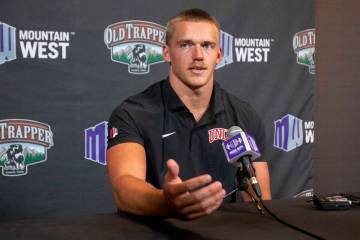 UNLV Rebels linebacker Jackson Woodard speaks during the Mountain West conference media days at ...