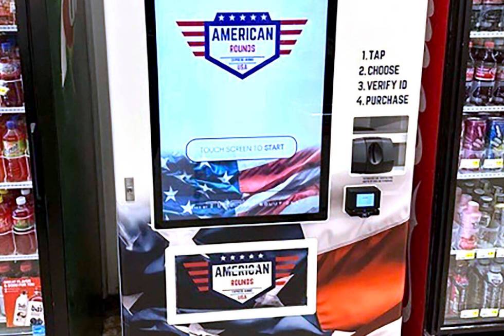 This undated photo provided by American Rounds shows a vending machine that sell ammunition in ...