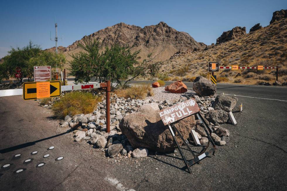 Valley of Fire State Park is closed off to visitors on Thursday, July 11, 2024, in Moapa Valley ...