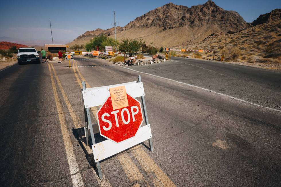 Valley of Fire State Park is closed off to visitors on Thursday, July 11, 2024, in Moapa Valley ...