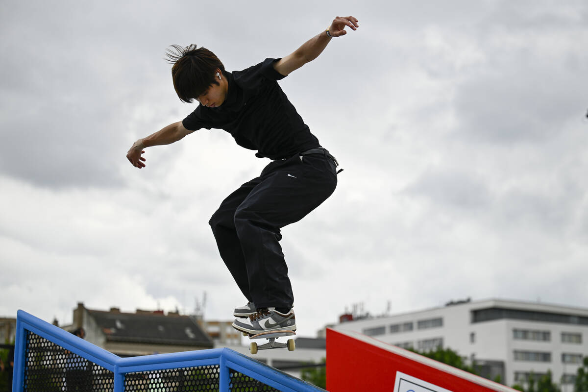 Yuto Horigome of Japan competes in the men's skateboarding street finals at the 2024 Olympic Qu ...